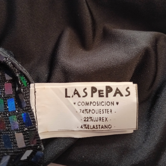 Las Pepas Black Sparkly Side Tie Top One Size - Picture 7 of 10